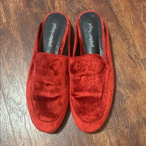 Jeffrey Campbell Red Velvet Slip-On Loafers